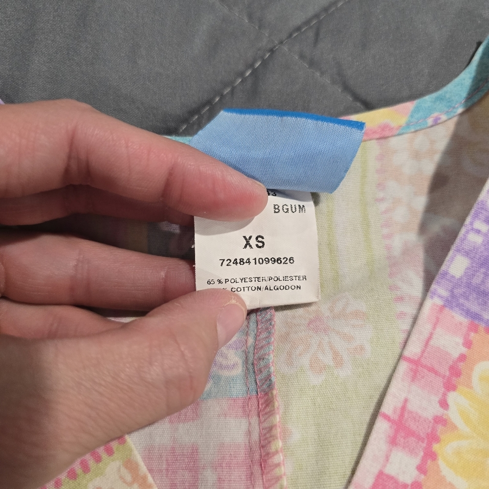 Smart Scrubs Multicolor Patchwork Top - image 5